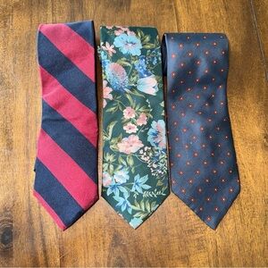 Lot of 3 Vintage Gant Mens Neckties Ties Stripes Floral Blue Green